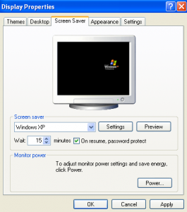 Screen Saver Tab Win XP