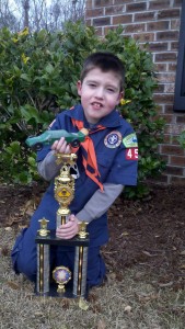 Caden with his 3rd place overall trophy